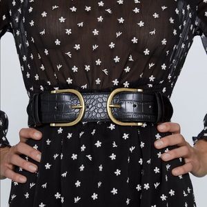 ZARA Double Buckle Leather Belt